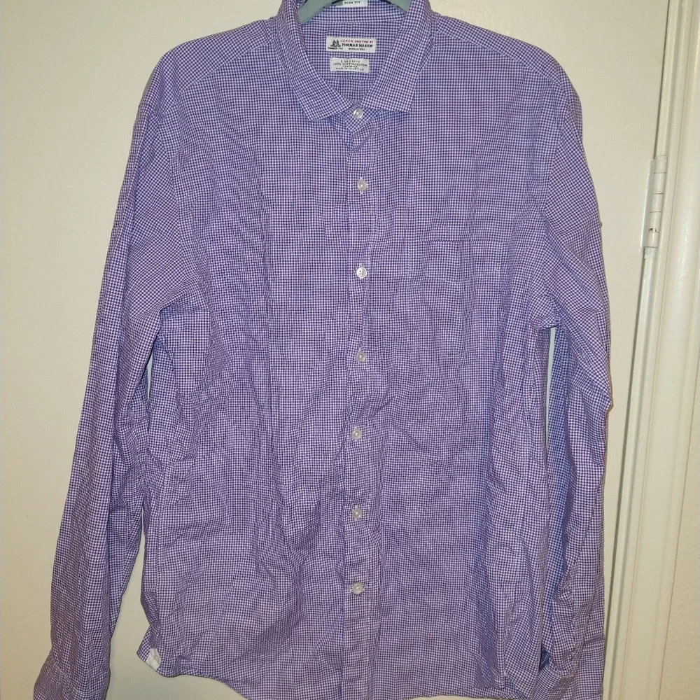 J. Crew Purple Gingham Long Sleeve Shirt Men’s size L Slim fit